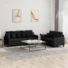Ensemble de canapés 2 pcs avec coussins Noir Tissu 625751625751