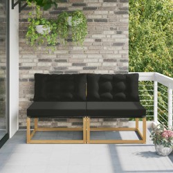 Sofa de milieu extérieur Bois d'acacia massif et Textilène 625753625753