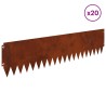 Bordure de Pelouse 20 pcs 103 x 25 cm Acier Rouillé 625755625755
