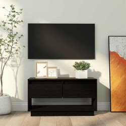 Meuble TV Noir 74x34x40 cm Bois de pin massif 625756625756