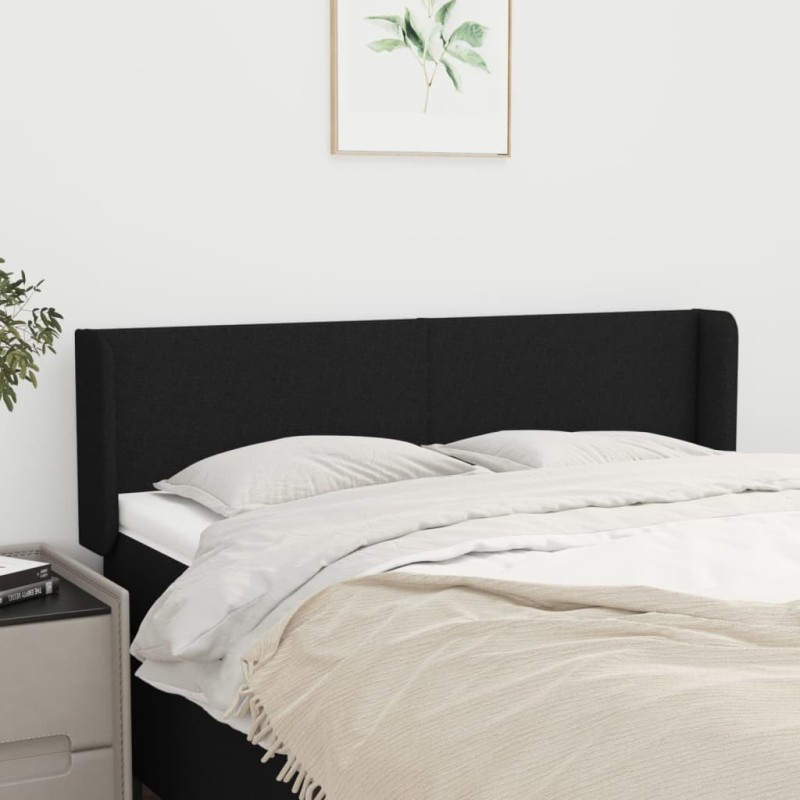 Tête de lit avec oreilles Noir 147x16x78/88 cm Tissu 625757625757