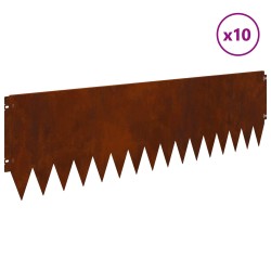Bordure de Pelouse 10 pcs 103 x 30 cm Acier Rouillé 625760625760