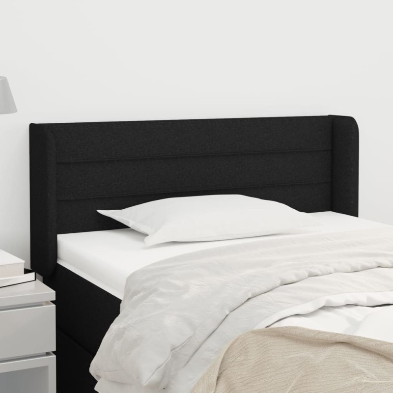Tête de lit avec oreilles Noir 103x16x78/88 cm Tissu 625761625761
