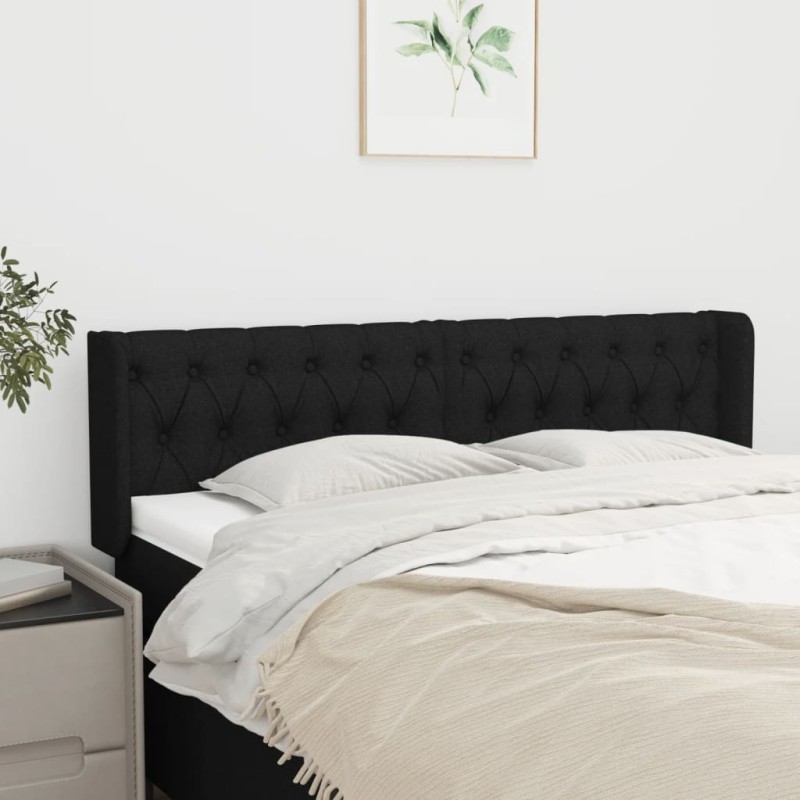 Tête de lit avec oreilles Noir 147x16x78/88 cm Tissu 625765625765