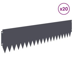 Bordure de Pelouse 20 pcs 103 x 25 cm Acier Anthracite 625766625766