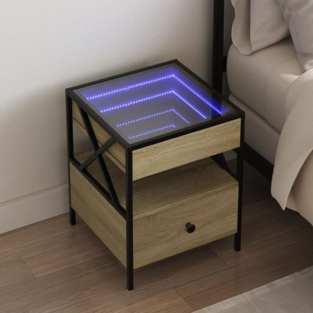 Table de chevet avec LED infini chêne sonoma 40x40x51 cm 625773625773