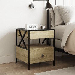 Table de chevet avec LED infini chêne sonoma 40x40x51 cm 625773625773