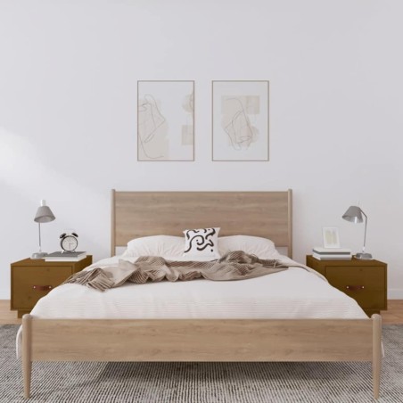 Tables de chevet 2pcs Marron miel 40x34x35cm Bois de pin massif 625792625792