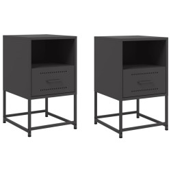 Tables de chevet 2 pcs noir 36x39x60,5 cm acier 625802625802