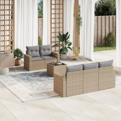 Salon de jardin avec coussins 6 pcs beige résine tressée 625807625807