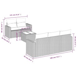 Salon de jardin avec coussins 6 pcs beige résine tressée 625807625807