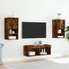 Meuble TV muraux 4 pcs avec lumières LED chêne fumé 625810625810