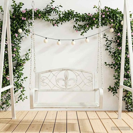 Banc Balançoire Acier 71,5 x 59 x 55 cm Blanc antique 625825625825