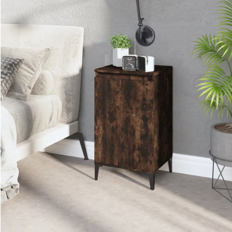 Table de chevet chêne fumé 40x35x70 cm bois d'ingénierie 625827625827