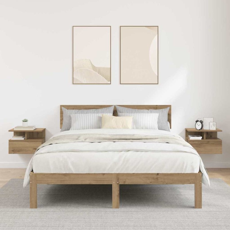 Table de nuit flottante 2 pc Chêne artisanal 40 x 31 x 28 cm 625829625829