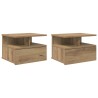 Table de nuit flottante 2 pc Chêne artisanal 40 x 31 x 28 cm 625829625829
