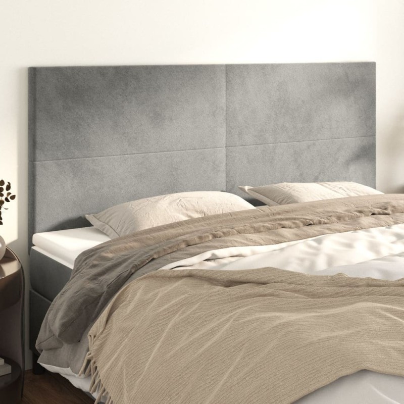 Tête de lit Gris clair 200x5x118/128 cm Velours 625834625834