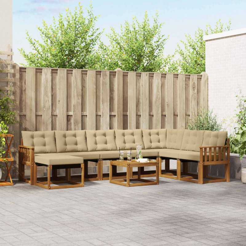 Ensemble de canapés d'extérieur 9 pcs Naturel et Beige 625838625838