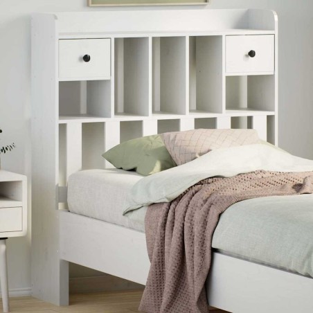 Tête de lit avec rangement blanc 90 cm bois massif de pin 625855625855