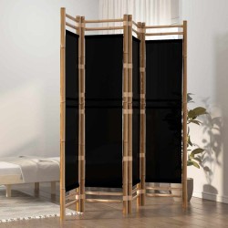 Cloison de séparation pliante 4 panneaux 160 cm Bambou et toile 625858625858