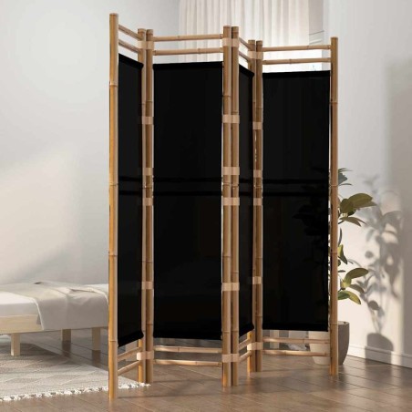 Cloison de séparation pliante 4 panneaux 160 cm Bambou et toile 625858625858
