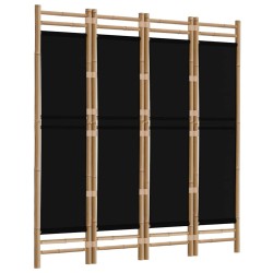 Cloison de séparation pliante 4 panneaux 160 cm Bambou et toile 625858625858