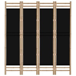 Cloison de séparation pliante 4 panneaux 160 cm Bambou et toile 625858625858