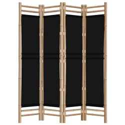 Cloison de séparation pliante 4 panneaux 160 cm Bambou et toile 625858625858