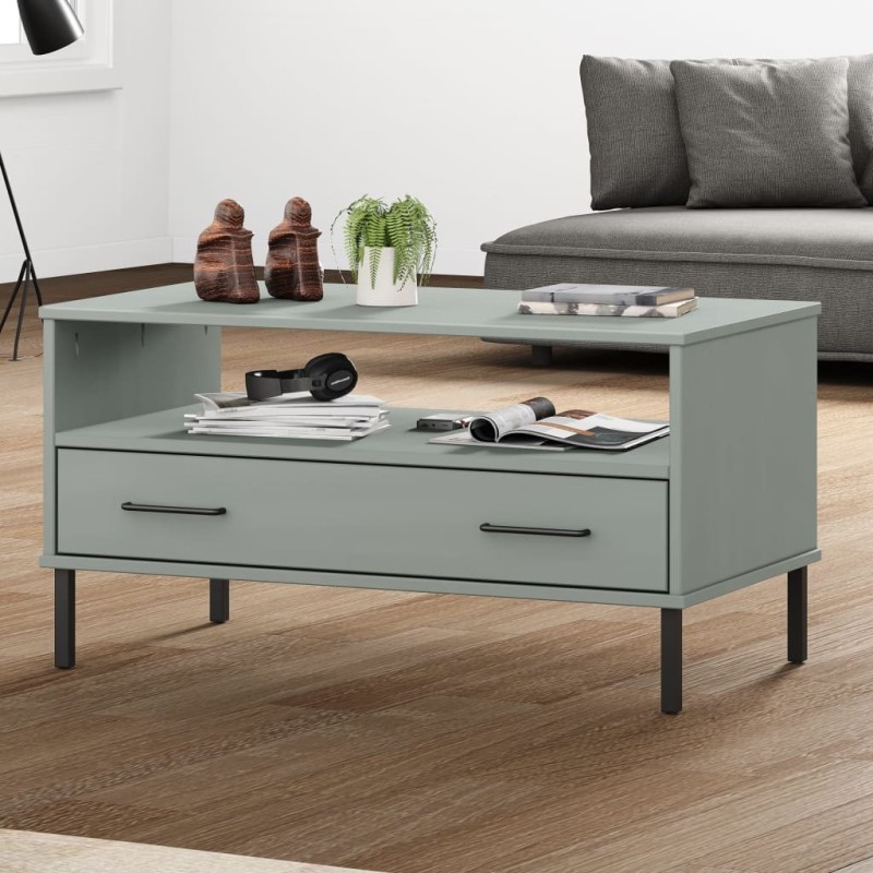 Table basse avec pieds en métal Gris 85x50x45 cm Bois OSLO 625868625868