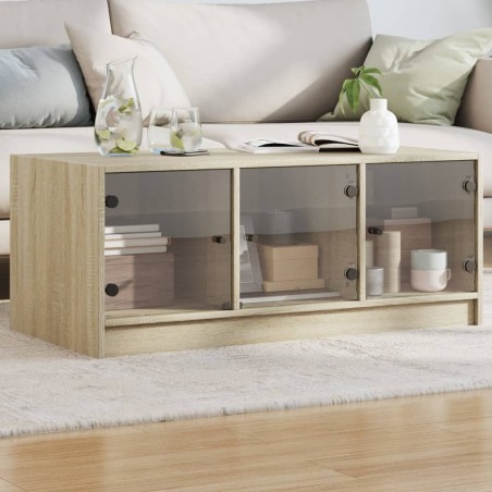 Table basse avec portes en verre chêne sonoma 102x50x42 cm 625869625869