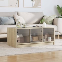 Table basse avec portes en verre chêne sonoma 102x50x42 cm 625869625869