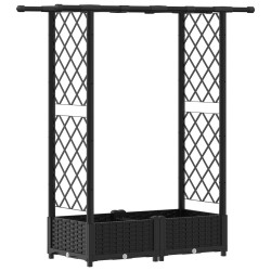 Lit Élevé avec Treillis et Toit Noir 122,5 x 40 x 121 cm PP 625873625873