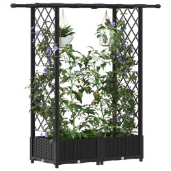 Lit Élevé avec Treillis et Toit Noir 122,5 x 40 x 121 cm PP 625873625873