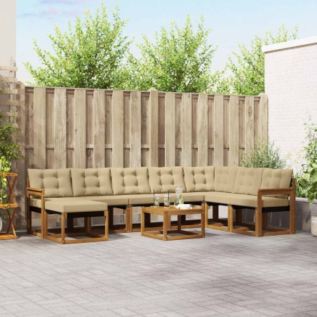 Ensemble de canapés d'extérieur 9 pcs Naturel et Beige 625874625874