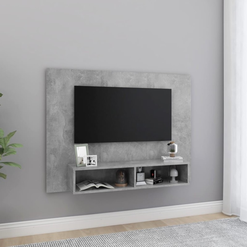 Meuble TV mural Gris béton 120x23,5x90 cm Bois d’ingénierie 625878625878