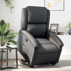 Fauteuil inclinable noir cuir véritable 625879625879