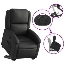 Fauteuil inclinable noir cuir véritable 625879625879