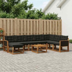 Ensemble de canapés d'extérieur 9 pcs Naturel et noir 625881625881