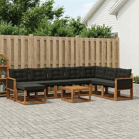 Ensemble de canapés d'extérieur 9 pcs Naturel et noir 625881625881