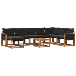 Ensemble de canapés d'extérieur 9 pcs Naturel et noir 625881625881