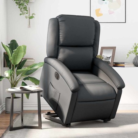 Fauteuil inclinable électrique noir cuir véritable 625882625882