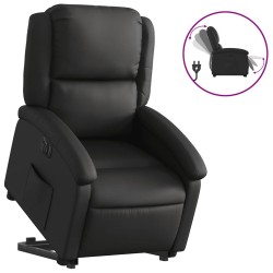 Fauteuil inclinable électrique noir cuir véritable 625882625882
