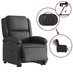 Fauteuil inclinable électrique noir cuir véritable 625882625882