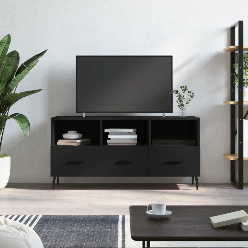 Meuble TV noir 102x36x50 cm bois d'ingénierie 625883625883