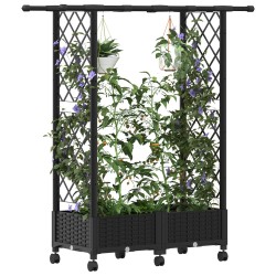 Lit Élevé avec Treillis et Toit Noir 122,5 x 40 x 127 cm PP 625885625885