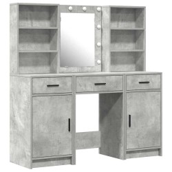 Ensemble de table de maquillage avec LED 3 pcs Gris béton 625886625886