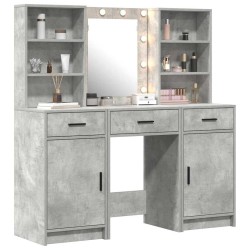 Ensemble de table de maquillage avec LED 3 pcs Gris béton 625886625886