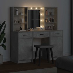 Ensemble de table de maquillage avec LED 3 pcs Gris béton 625886625886