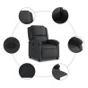 Fauteuil inclinable noir cuir véritable 625891625891