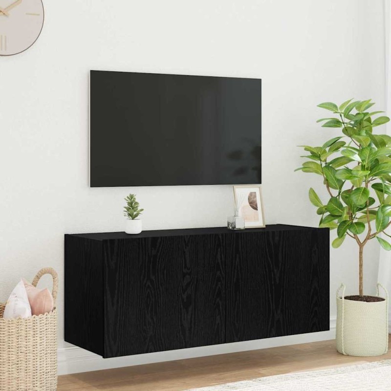 Meuble TV mural Chêne noir 100 x 35 x 41 cm Bois d'ingénierie 625892625892